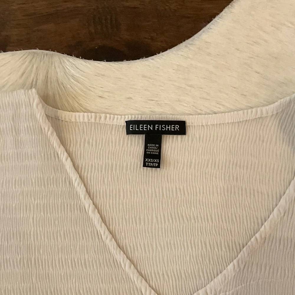 Eileen Fisher Soft Cream V-Neck Poncho - Picture 2 of 3
